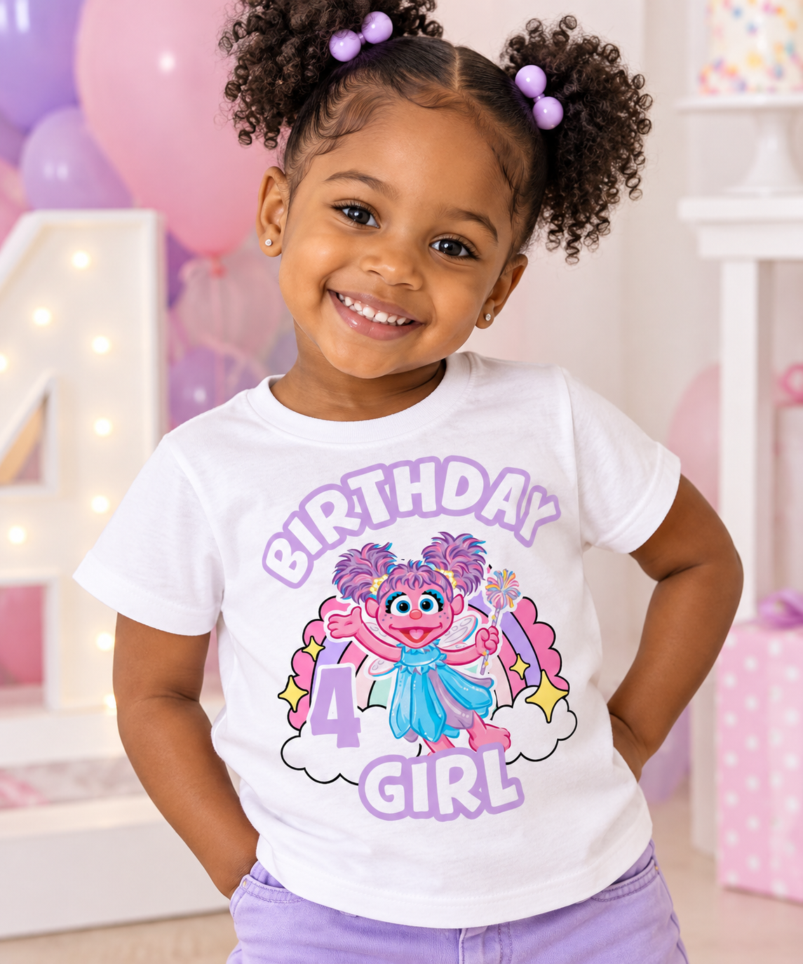 Birthday Girl T-Shirt | Fairy Abby Rainbow Birthday Shirt | Girls Birthday Tee