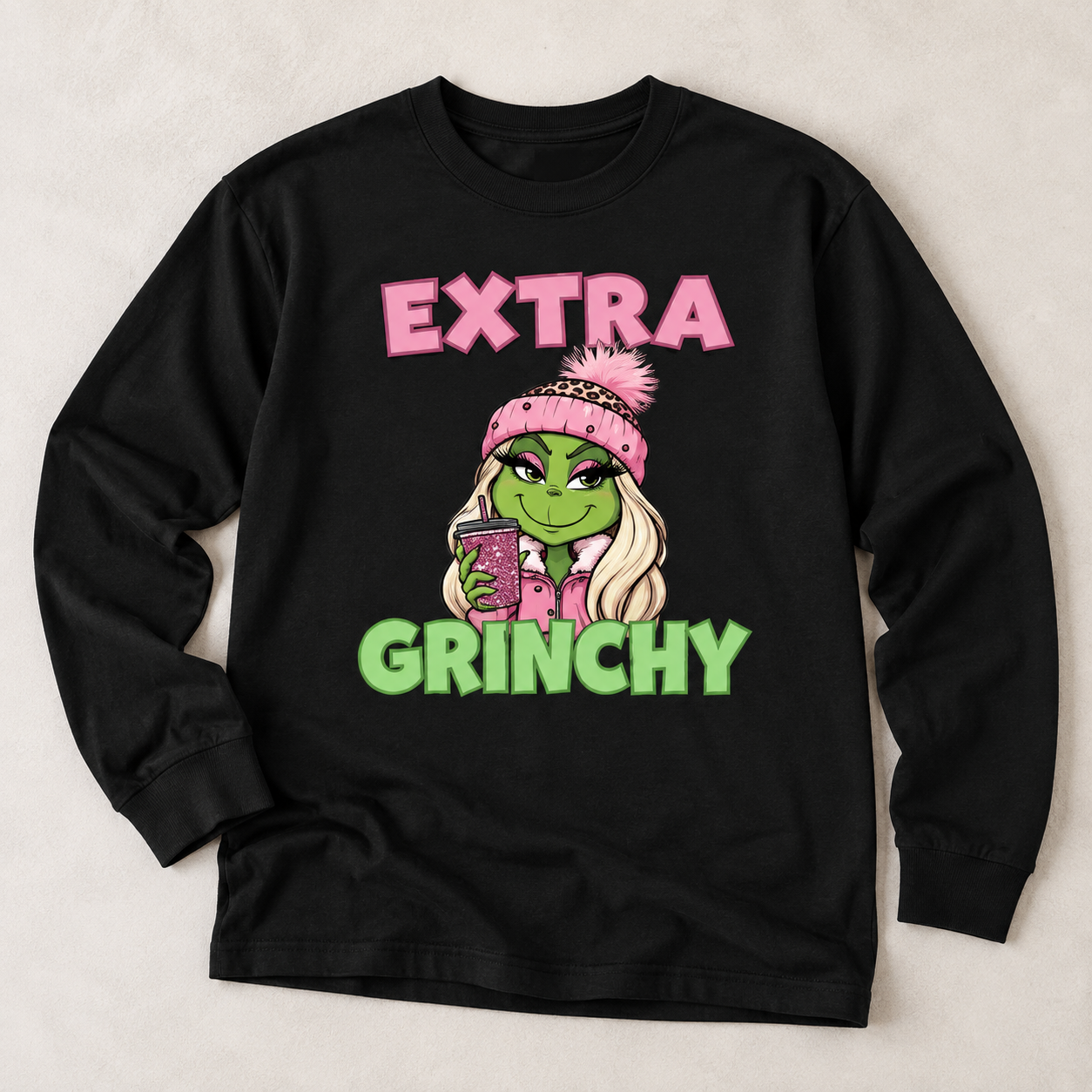 Extra Grinchy Long Sleeve Tee | Cute Grinch Winter Graphic Shirt