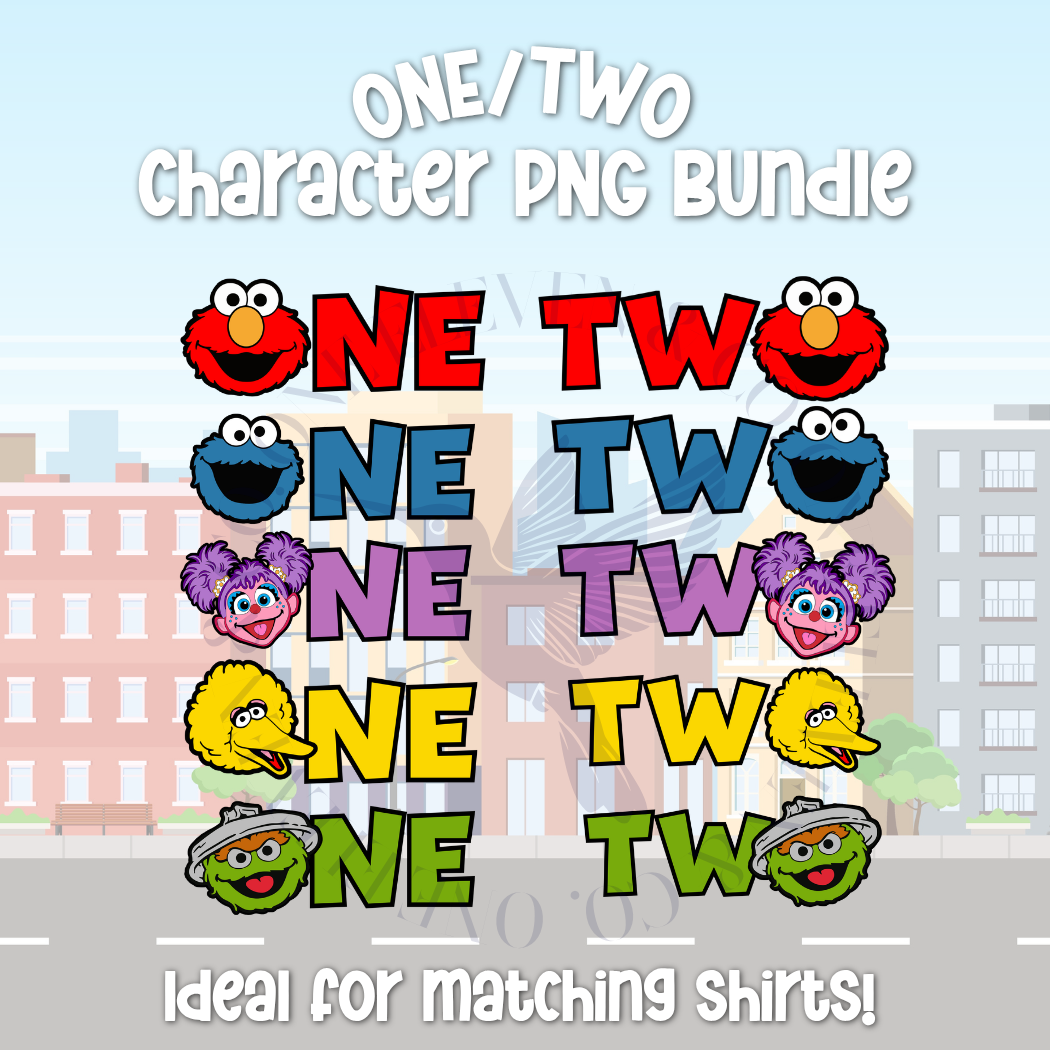 ONE & TWO Character PNG Bundle | Transparent Digital Download