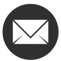 Envelope icon inside a black circle