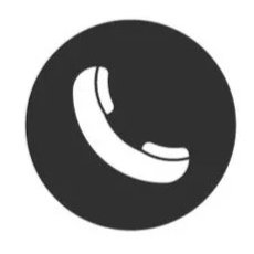 Phone receiver icon inside a black circle