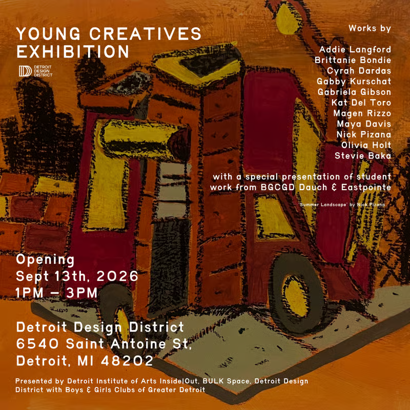 Young Creatives Exhibition, September 13, 2026, 1-3pm