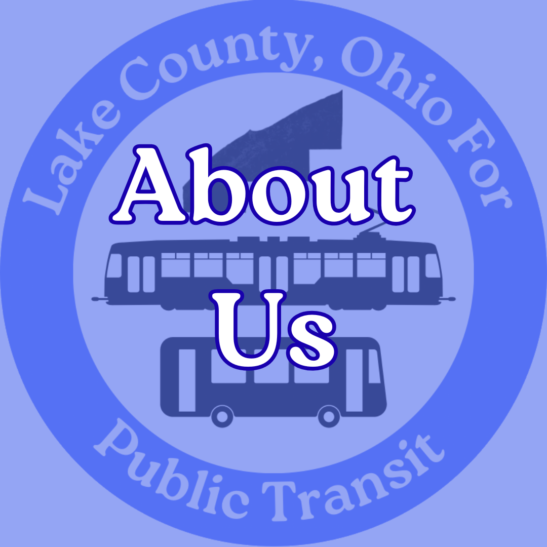 The circular Lake County for Public Transit logo with the text 'About Us' overlaid.