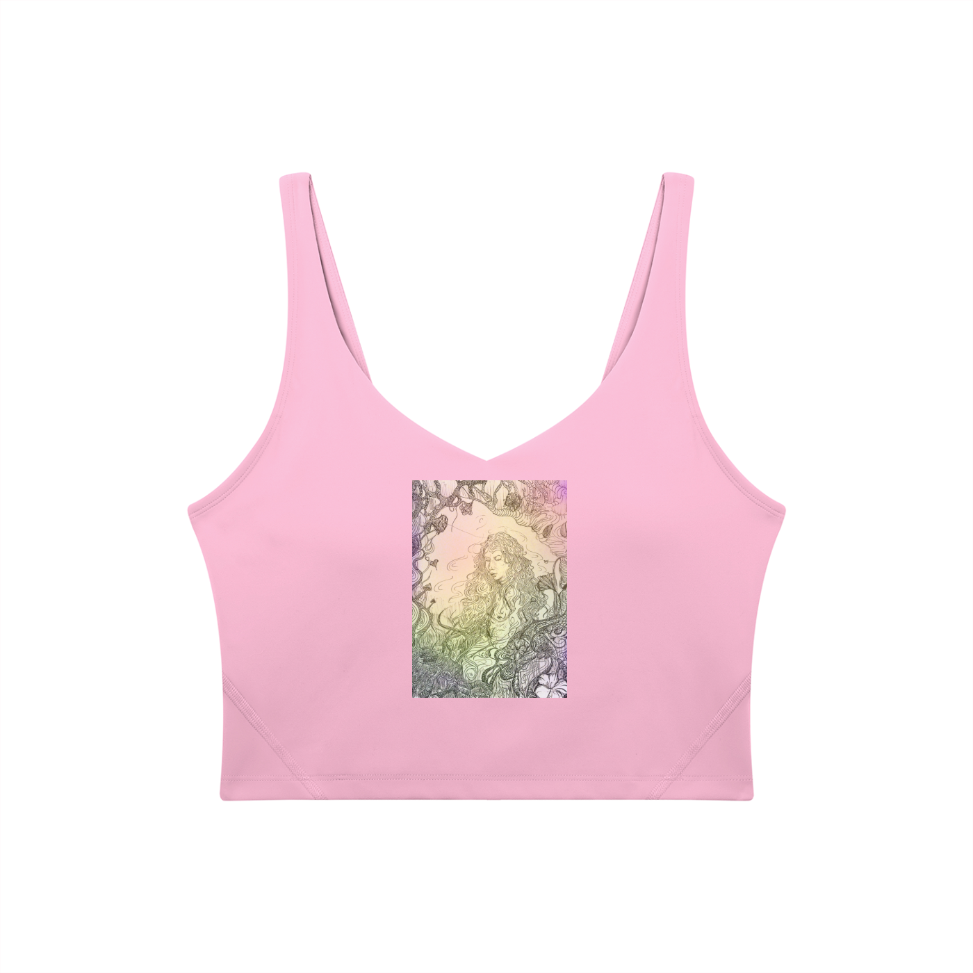 Women's Pink ENERGY/BUTTERFLY V-Neck Yoga Sports Bra