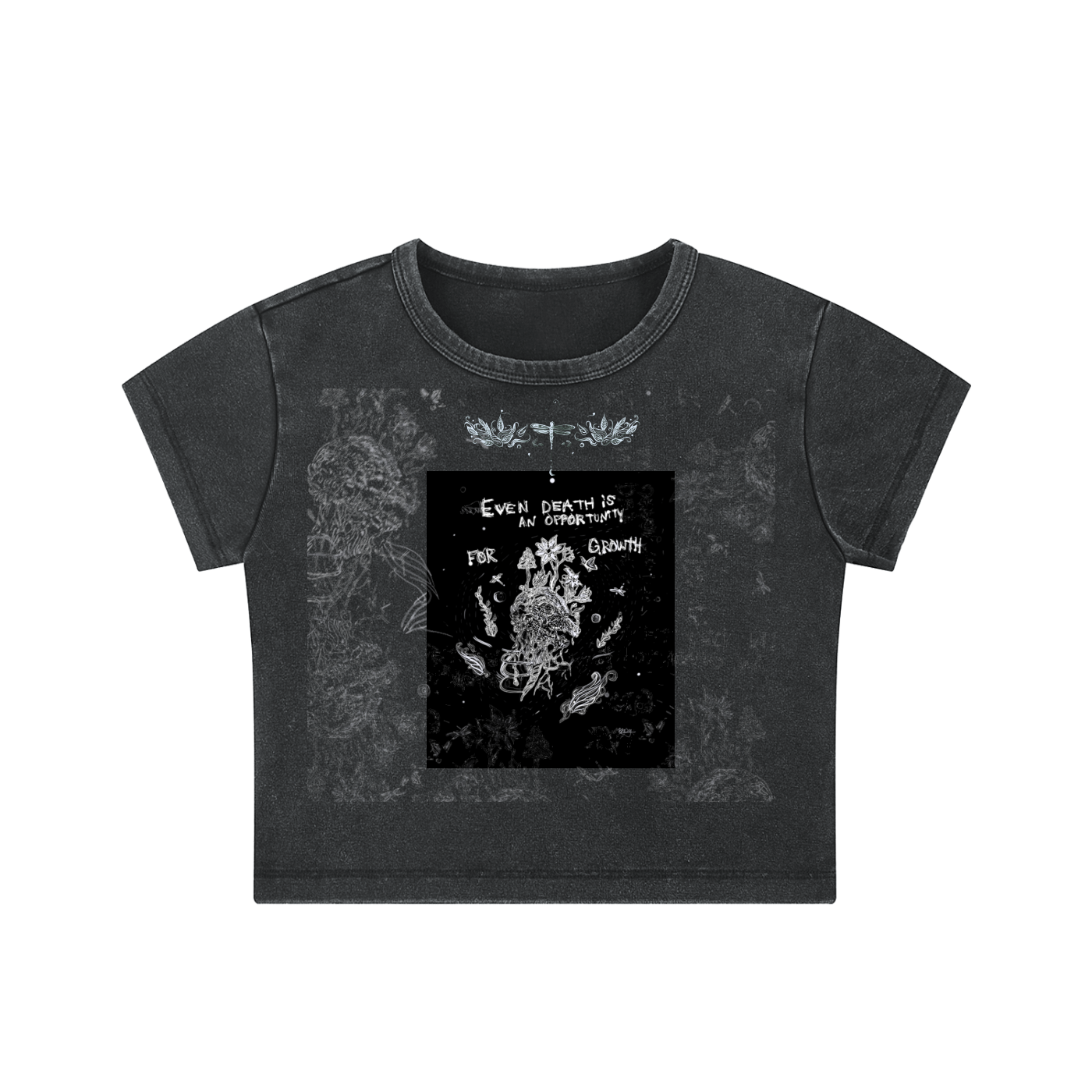 Snow Washed DEATH GROWTH Crop Top