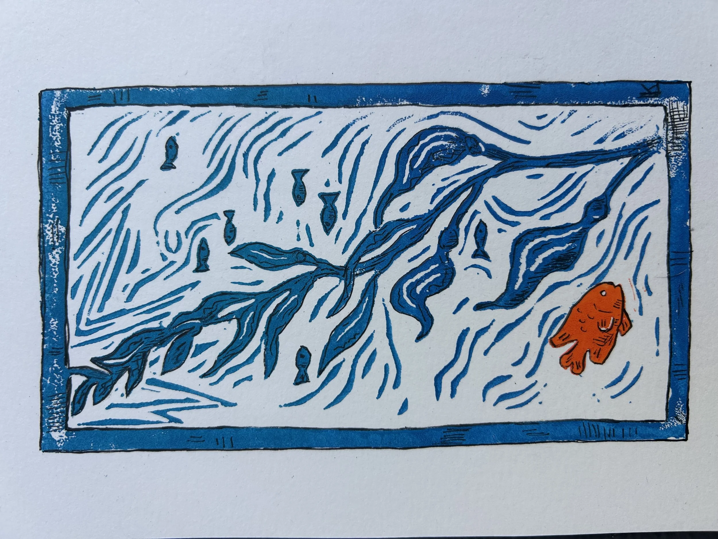 Gharabaldi and Kelp Block Print and Ink