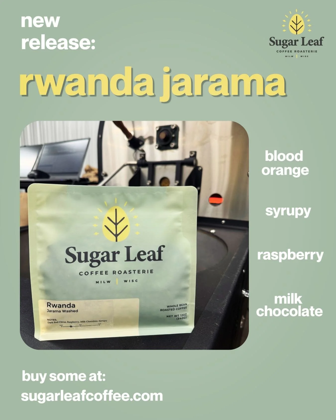 Now Roasting: Rwanda Jarama. This fully washed coffee from Rwanda&rsquo;s Nyamasheke district is juicy, packed full of citrus, balanced with a warm acidity, and ready to order! Head to our website to get yourself a bag. 🇷🇼 🍊 🍓🍋