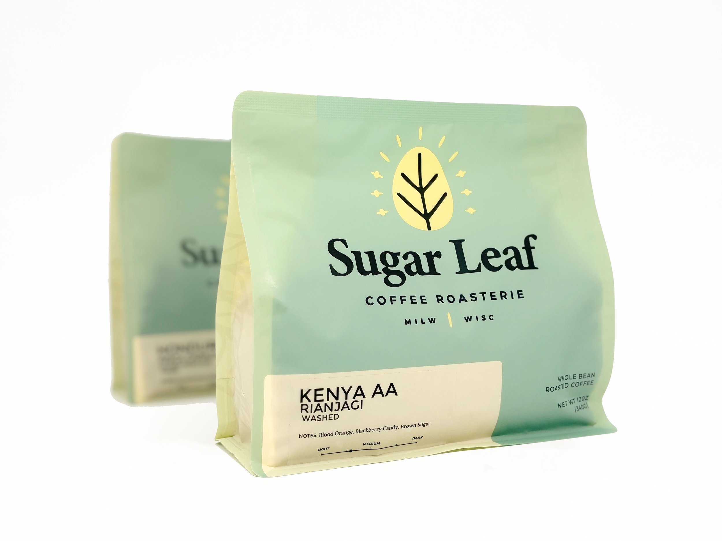 Two bags of Sugar Leaf Kenya AA coffee