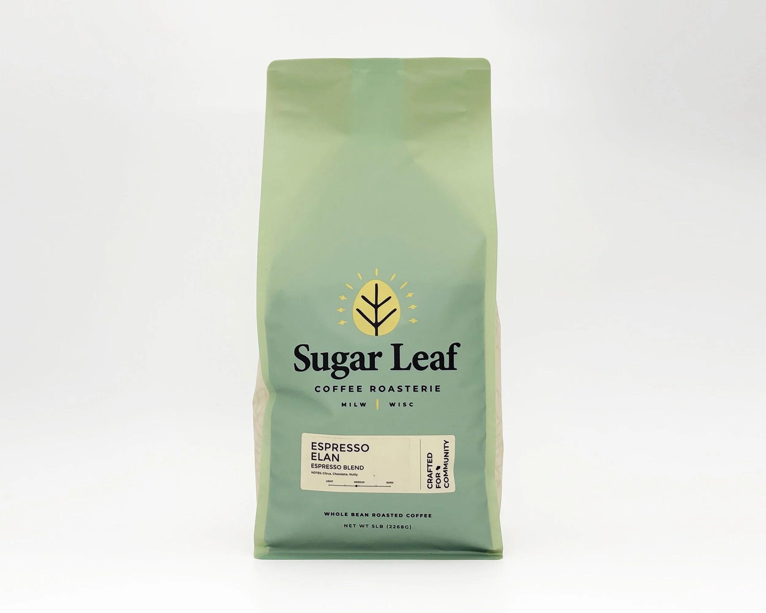Large bag of Sugar Leaf Espresso Elan coffee