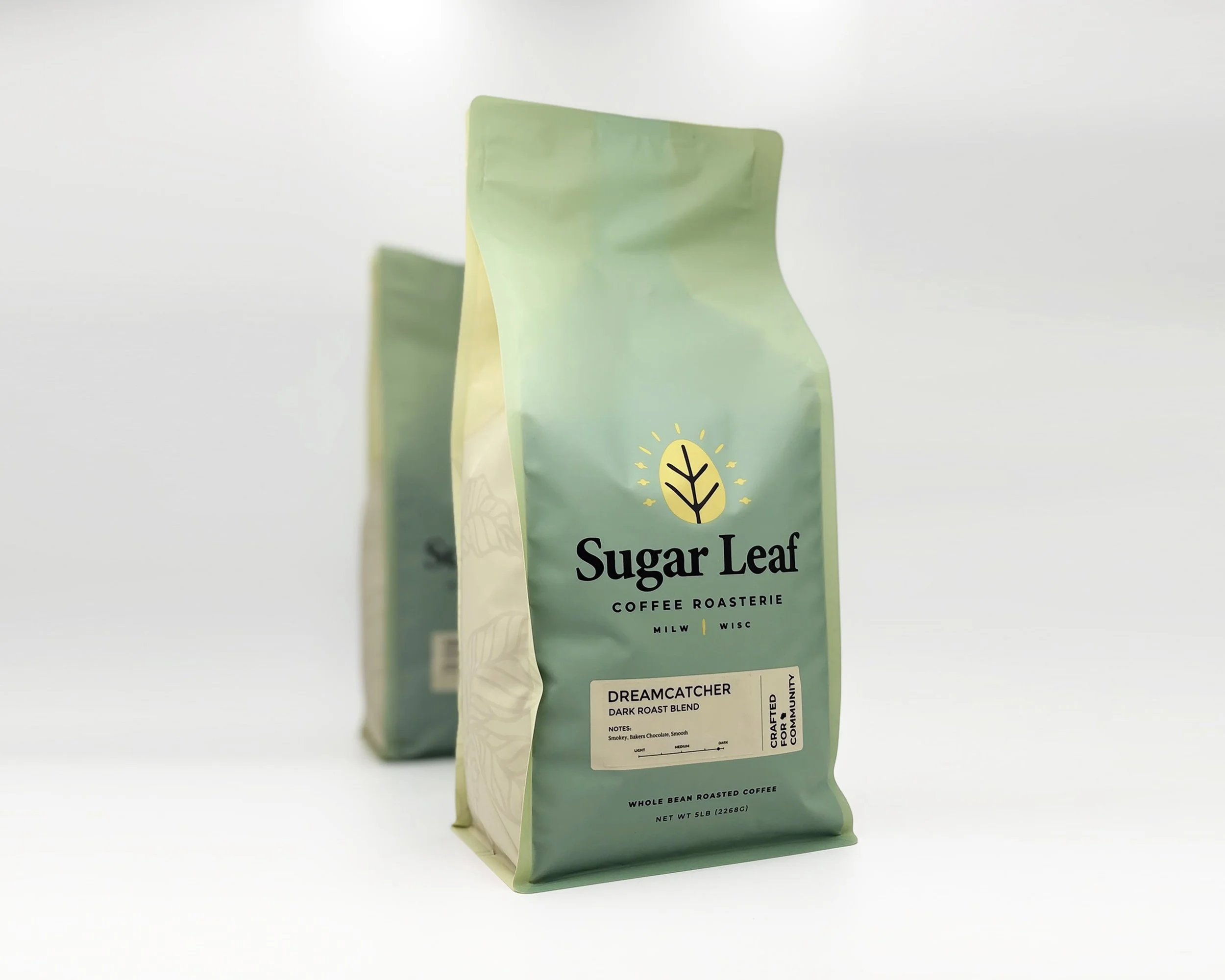 Two large bags of Sugar Leaf Dreamcatcher coffee