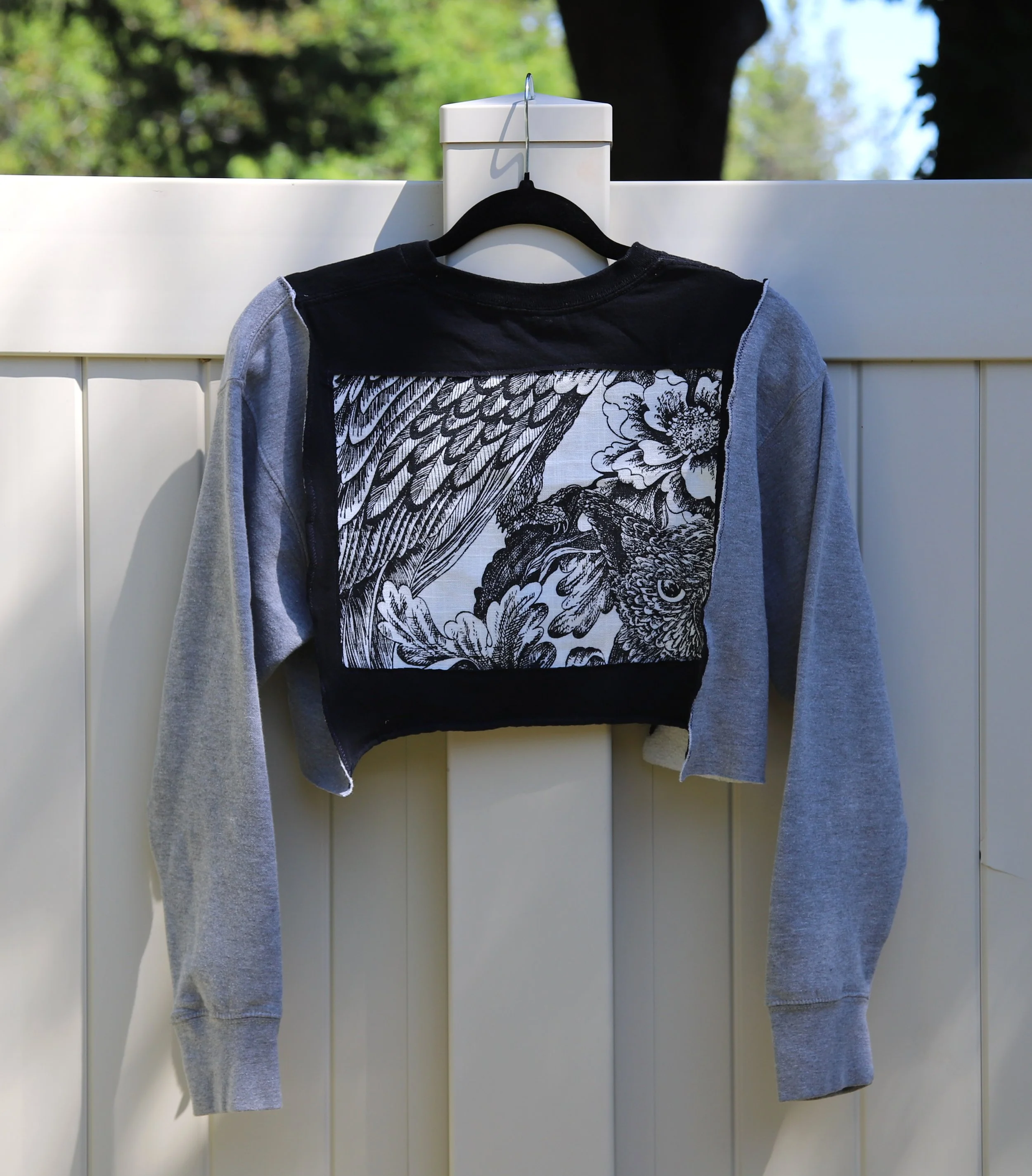 Screen printed Upcycled Crop Sweater