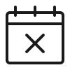 Empty calendar icon with an X mark