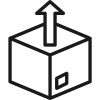Outline of a box with an arrow pointing upward from its center.