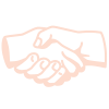 Simple black and white icon of two hands shaking