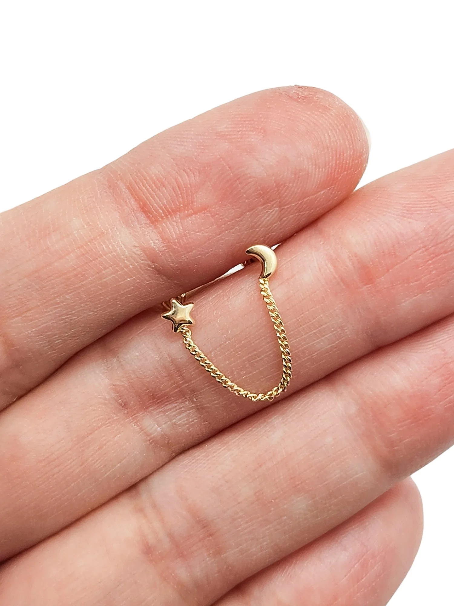 Star and Moon Chain Earrings