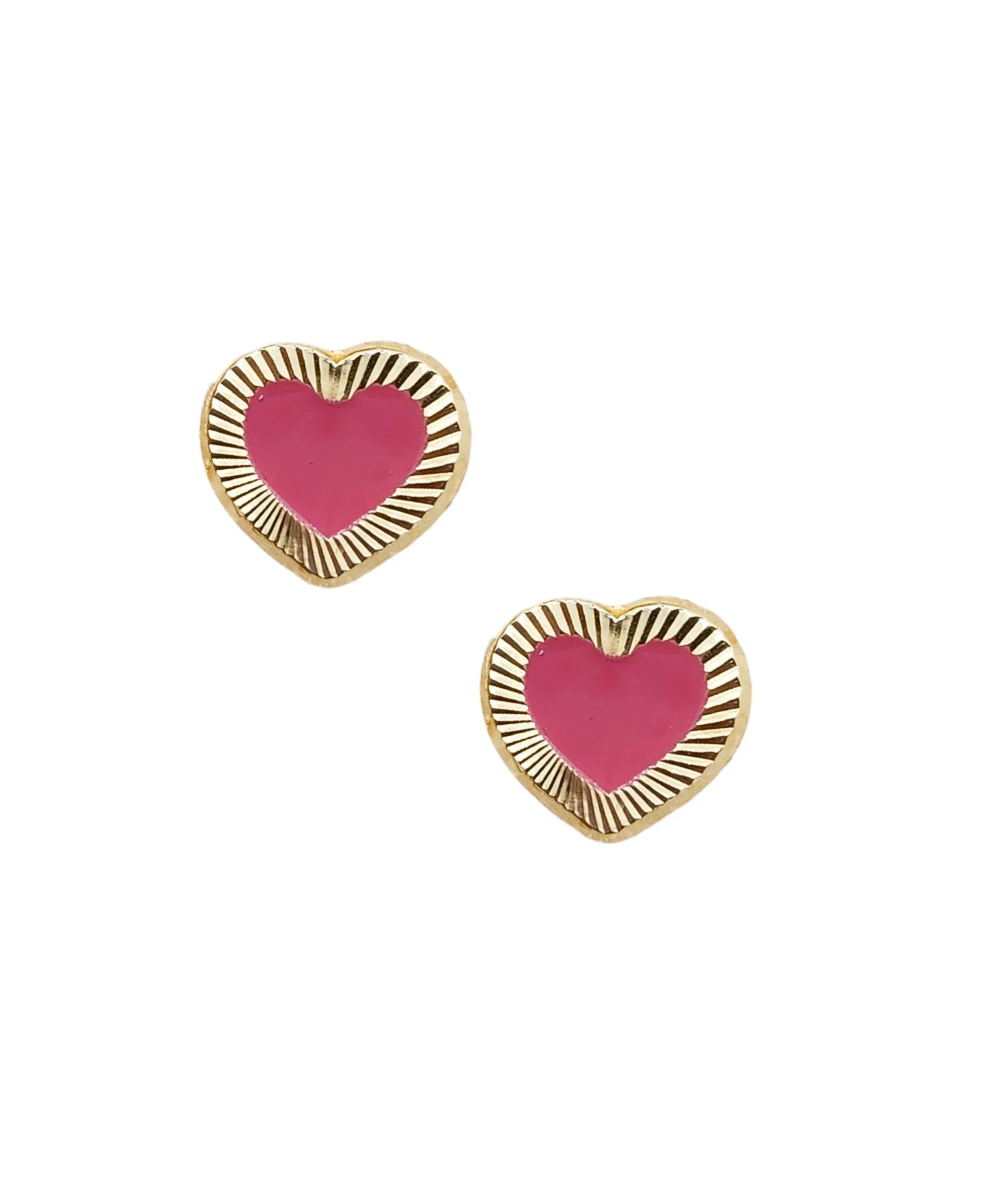 Heartfelt Gold & Pink Stud Earrings