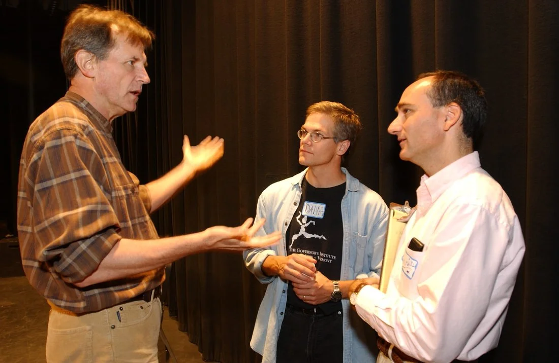 Steven Bradbury, Dana Yeaton, and Chris Bohjalian at inaugural Vermont Young Playwrights