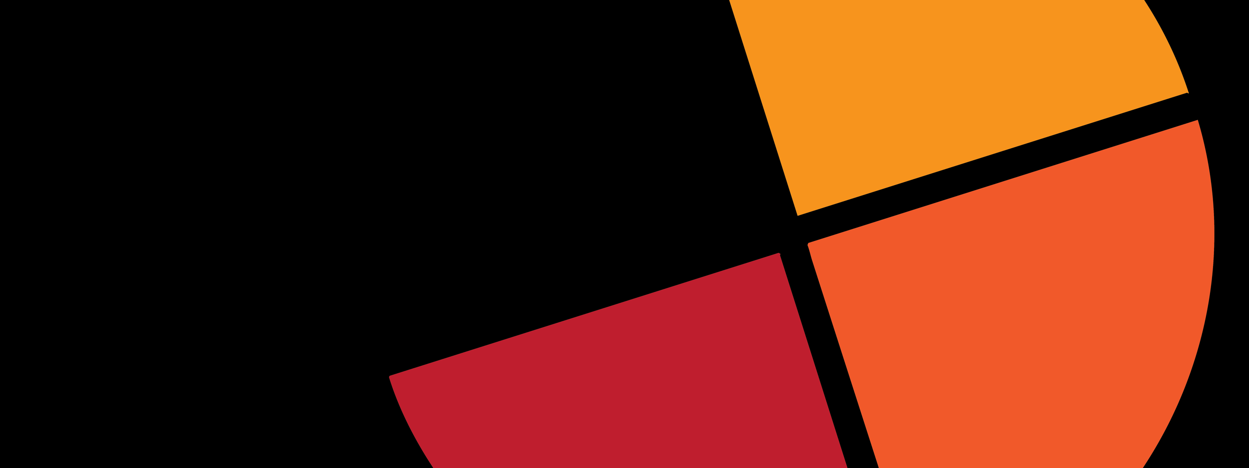 Abstract geometric shapes with bold black lines and vibrant orange, red, and yellow colors.