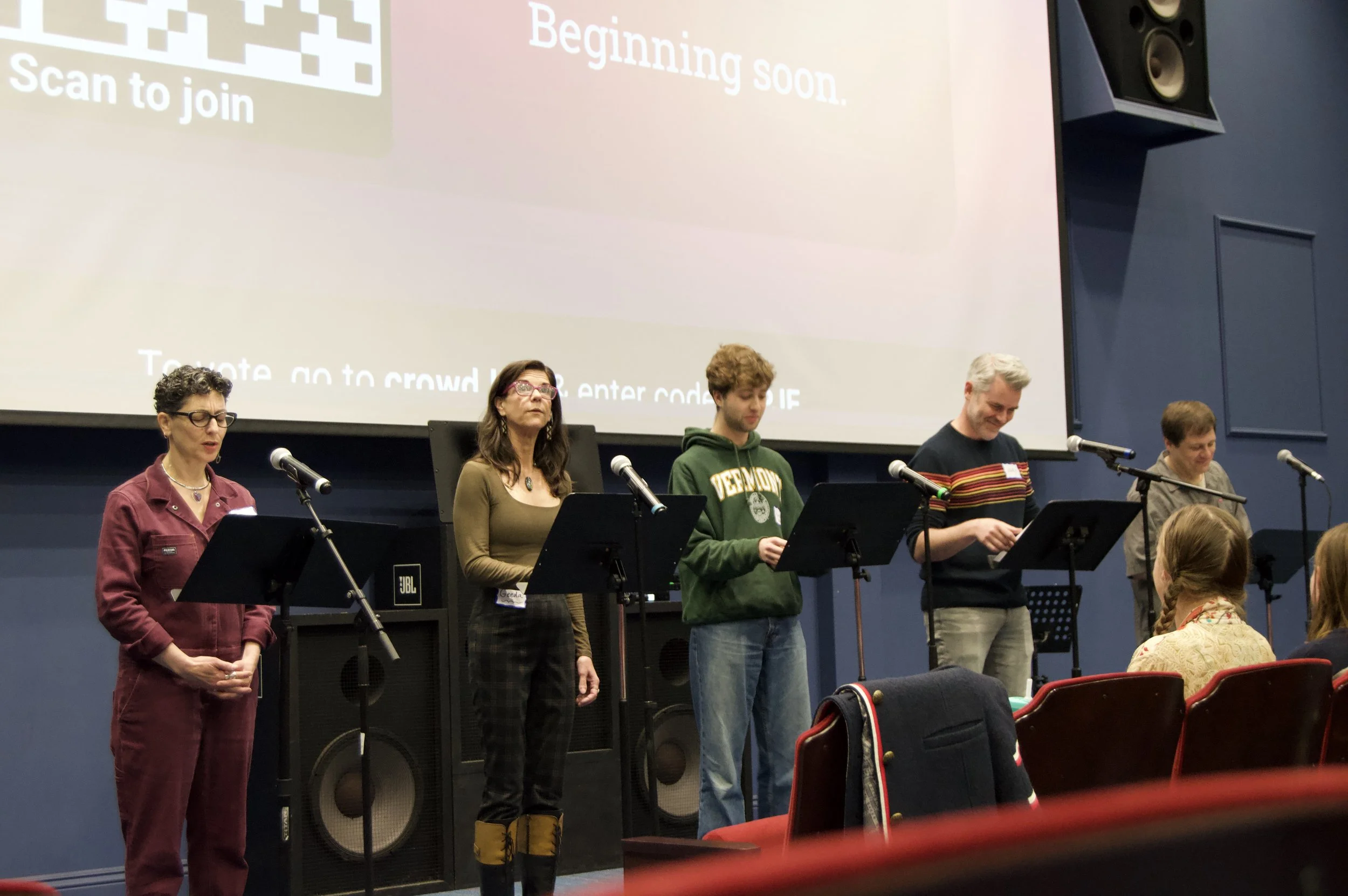 a cold reading performance of a play during the Vermont Young Playwrights Festival 2026