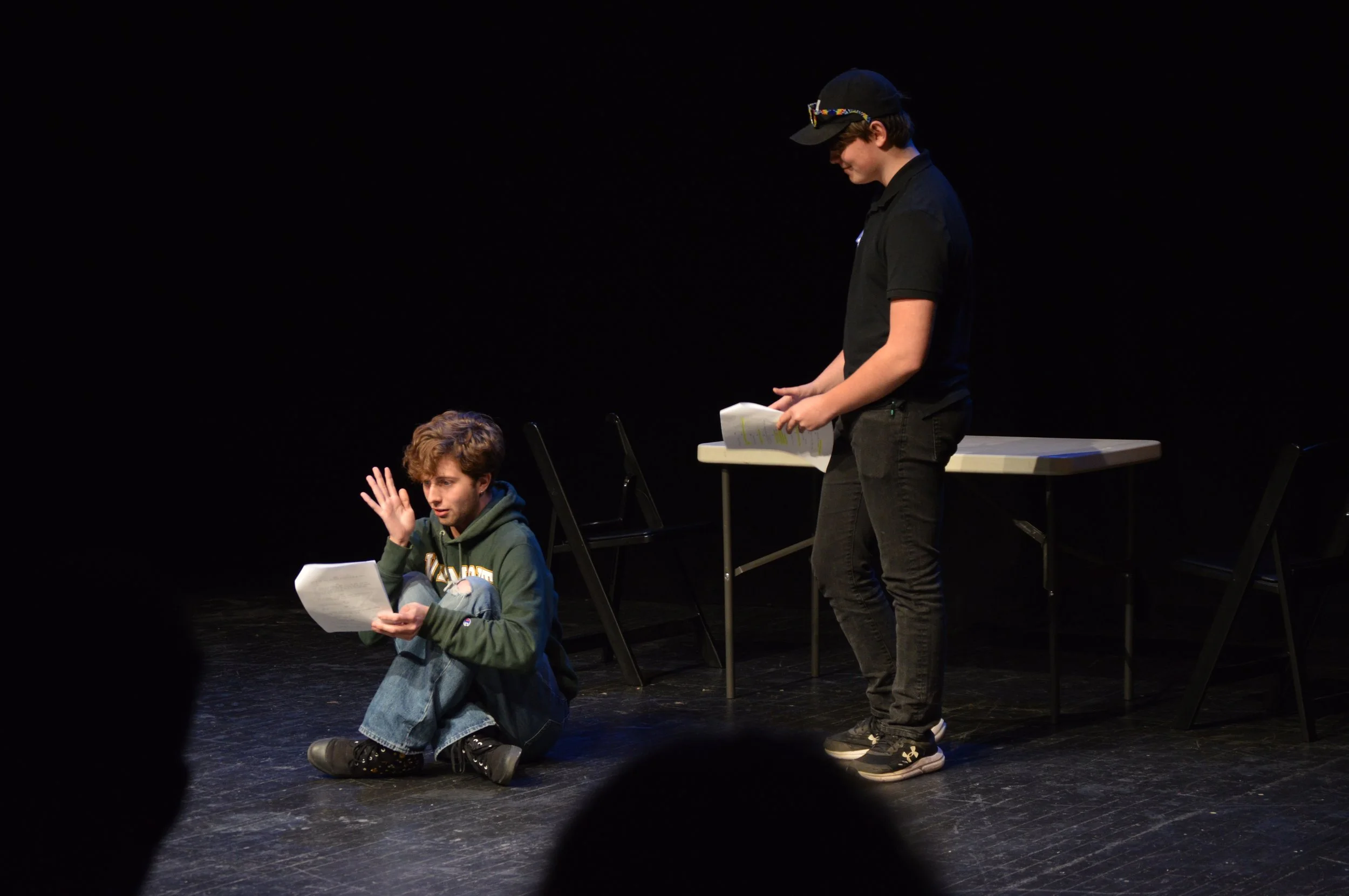 Young actors performing in the Vermont Young Playwrights Festival, 2025.