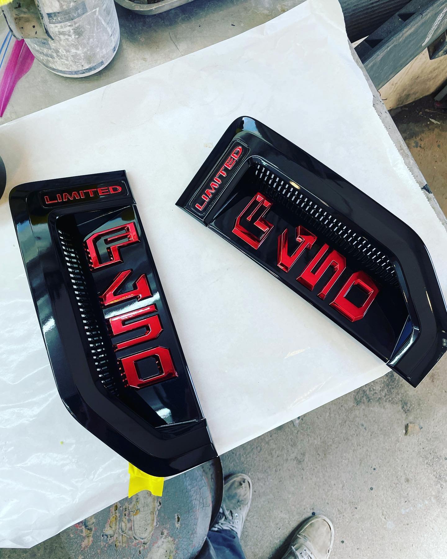 Another clean set of #f450 badges with the candy chrome. #orionautomotivefinishes #candypaint