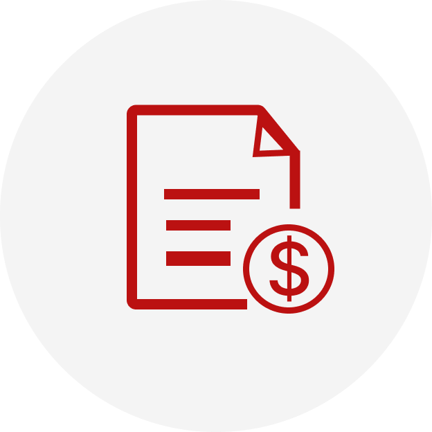 Icono de un documento con un símbolo de dólar, representando pago o facturación