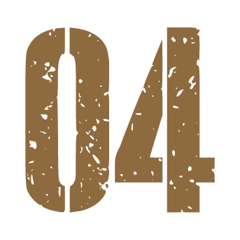 Large, distressed, gold-colored number 04 on a black background.