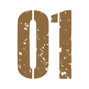 Close-up of the number 01 with a textured, distressed appearance.