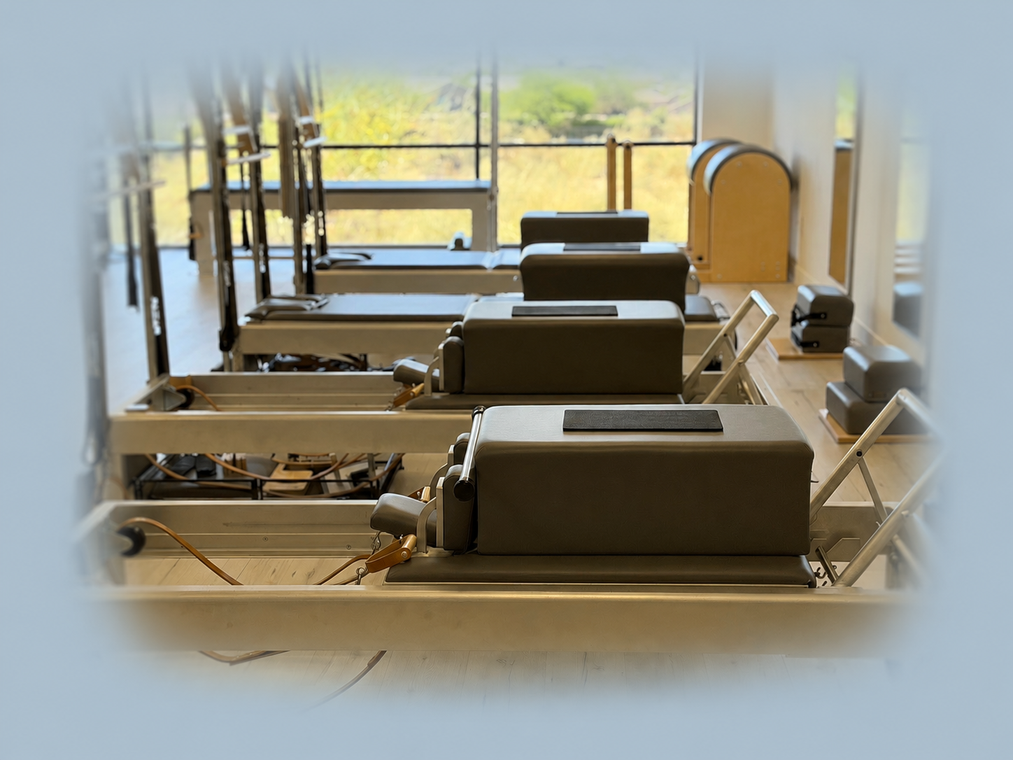 Morning light inside TruForm Pilates studio with Classical Pilates apparatus in North Scottsdale