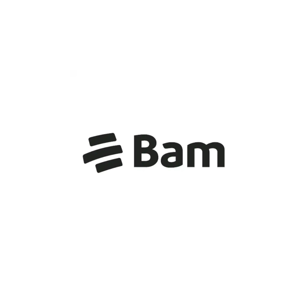 Logo de Spotify con la palabra 'Bam' y líneas que representan sonido.