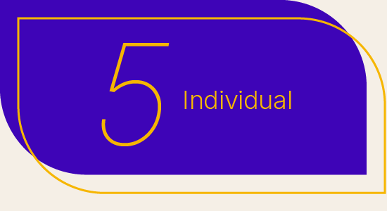 Number five in large yellow font with the word "Individual" beside it on a purple background.