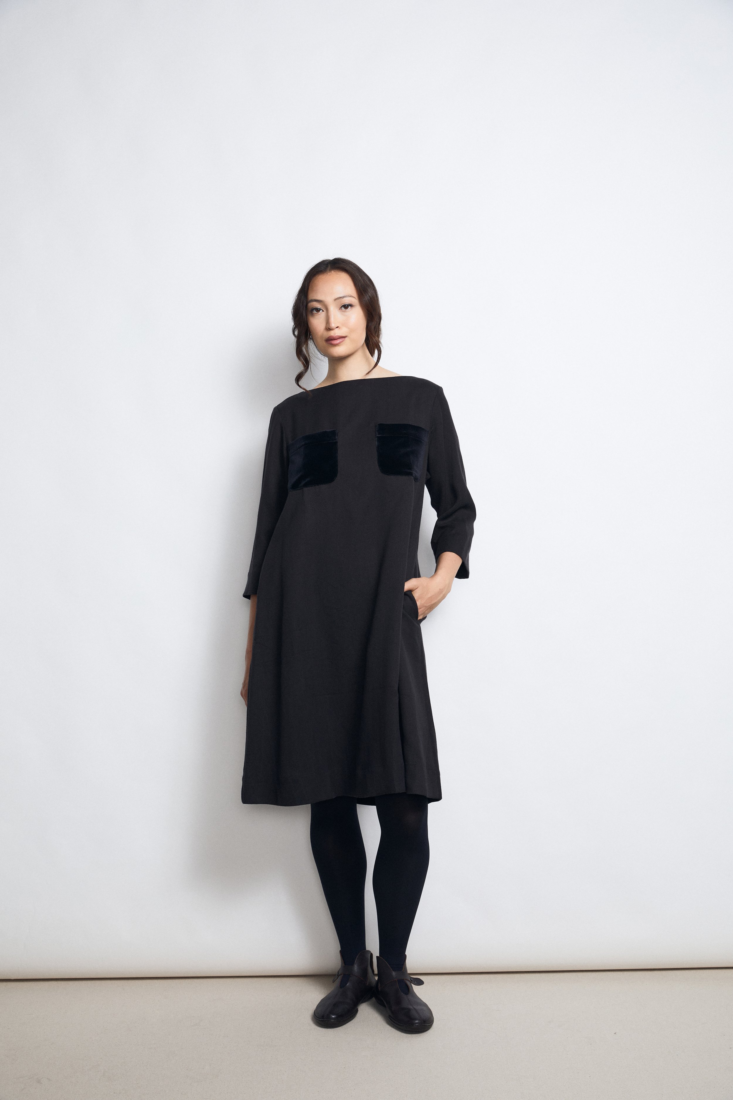 Julia Dress.
Handwoven raw silk and linen. 
Available in different fabrics and colors at open ateliers · Enquire →