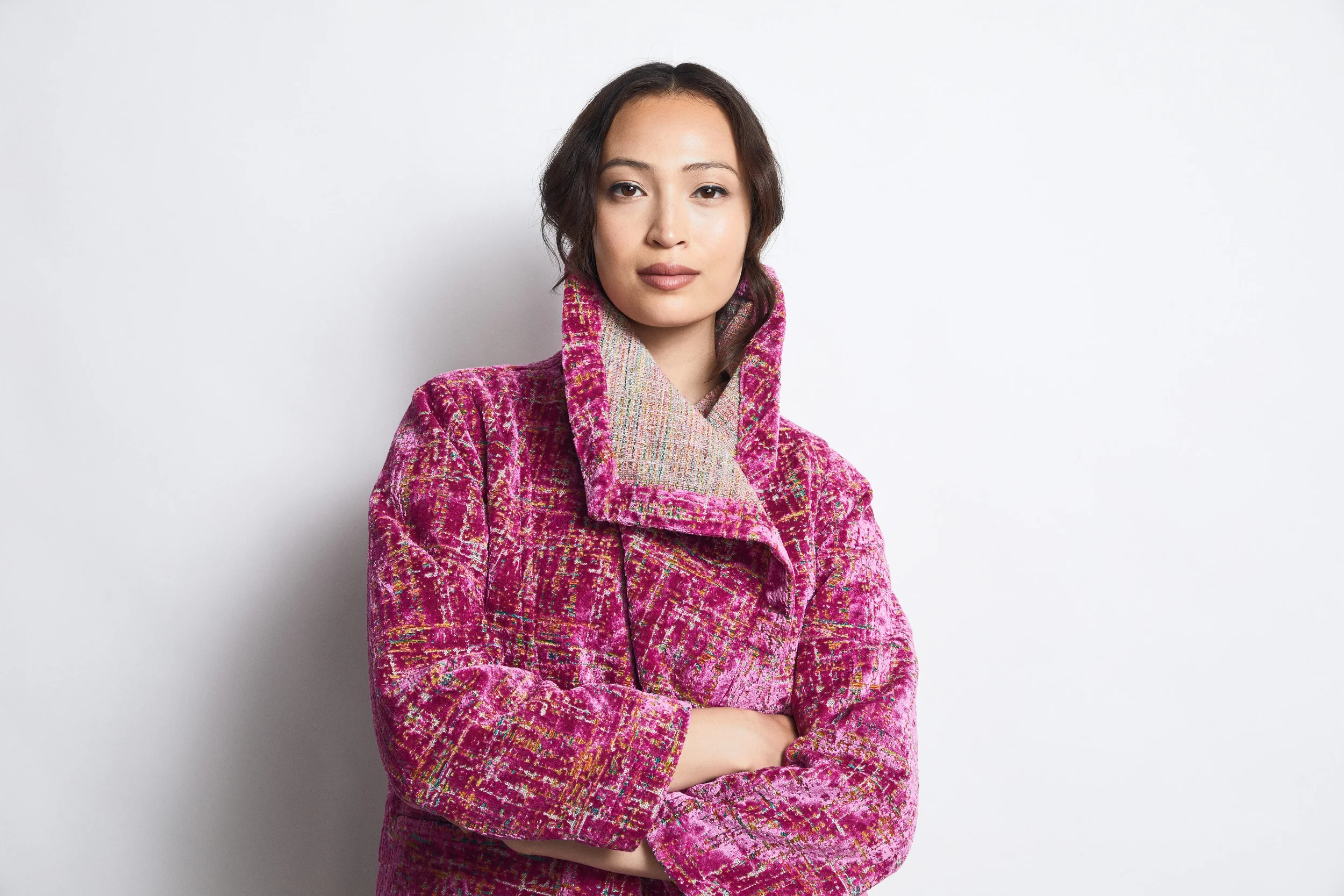 Short Edo Coat. Pink cut cotton velvet.
Enquire →