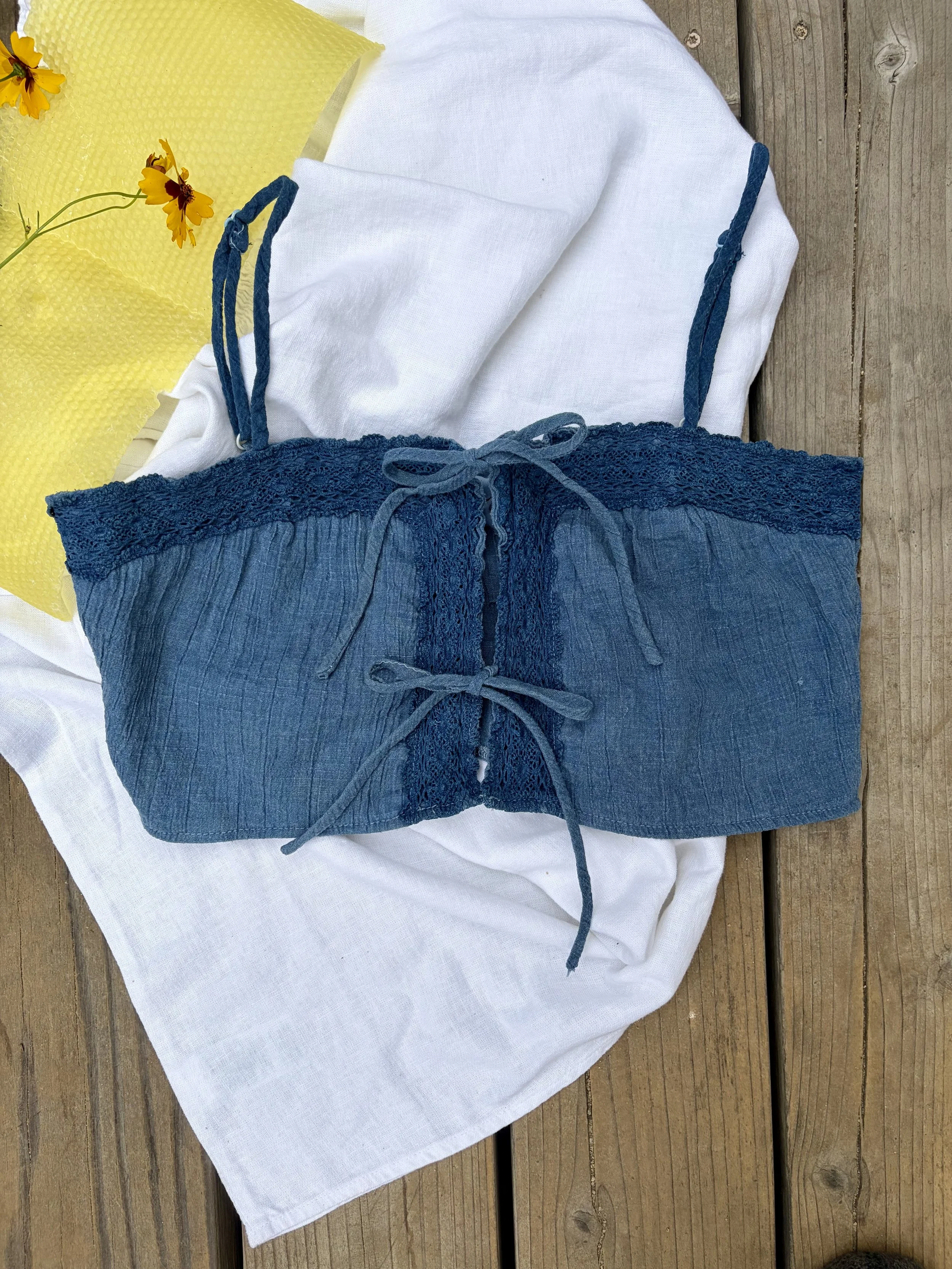 Indigo Tie Crop Top