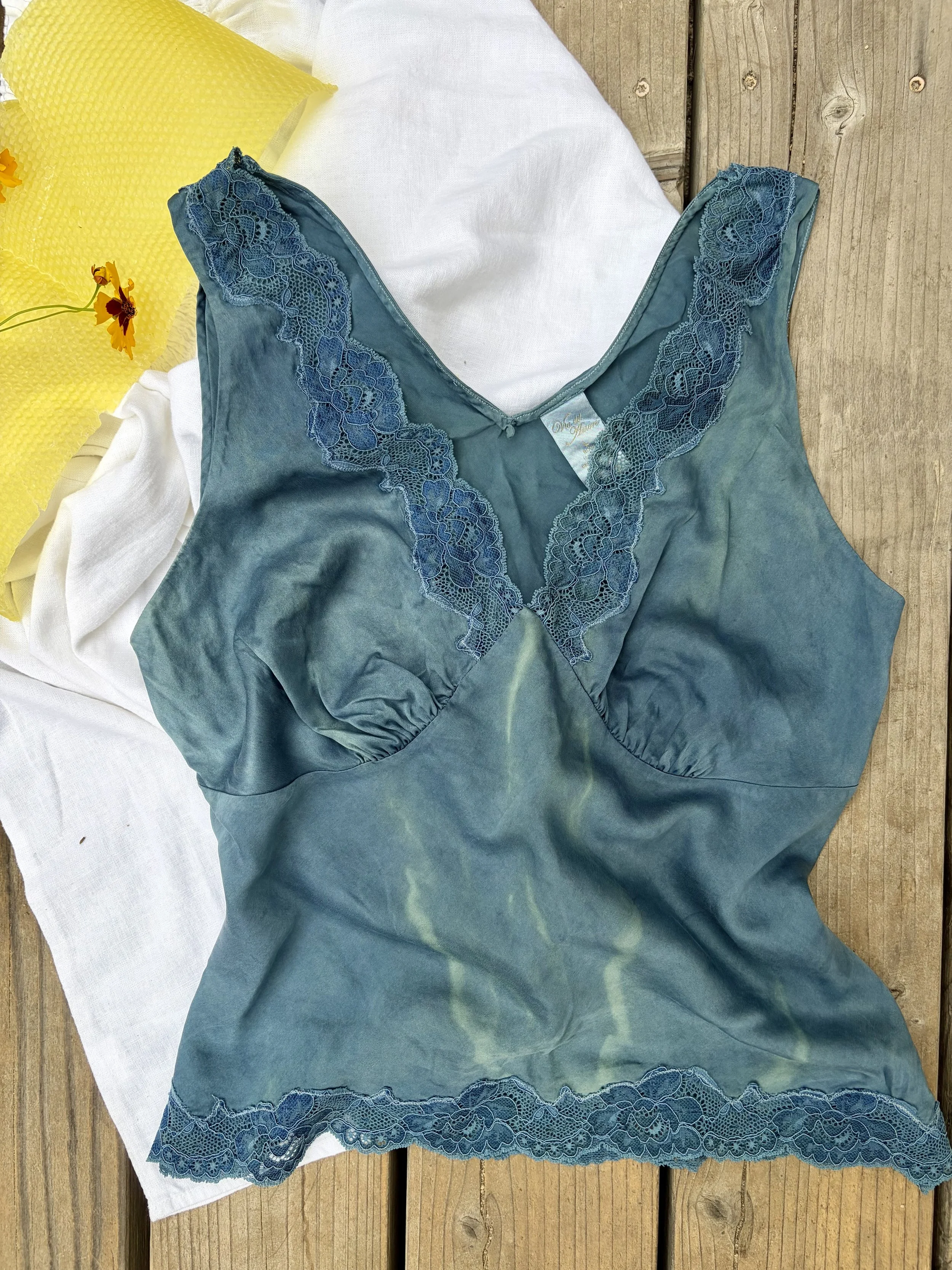 Hopi Sunflower Indigo Silk Lace Top