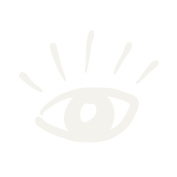 A stylized white eye with lines radiating from the top on a black background.