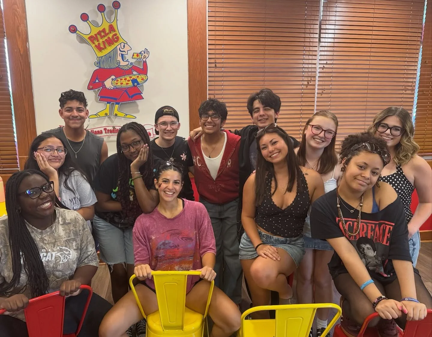 Most of the First Edition seniors were able to come together for a quick pizza party and check-in before the new school year begins. What a great group of humans!!! Let&rsquo;s gooooo Class of 2027! 
❤️🖤 #BronchosHaveHEART #FEonTHREE