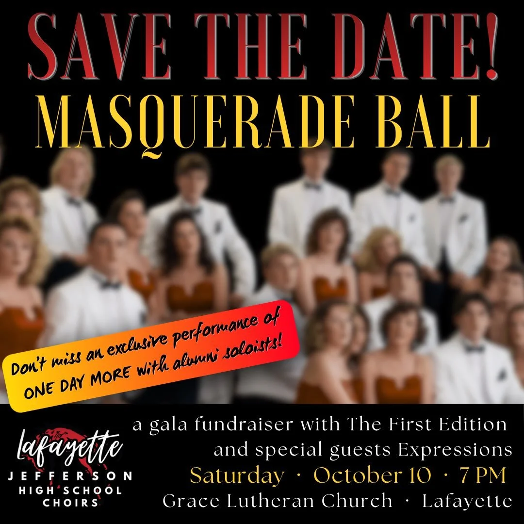 We are TWO MONTHS AWAY from the most important fundraising event of the year for Jeff Choirs, the fourth annual Masquerade Ball. This year, we welcome members of the First Edition Class of 1988 for a one night only performance of I Dreamed a Dream an