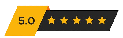 Graphic showing a 5-star rating with 4.5 stars filled and a 5.0 out of 5.0 score highlighted.
