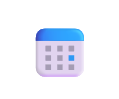 Calendar icon with blue header and purple grid