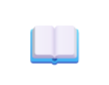 Open book with white pages and blue cover