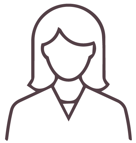 Line drawing of a woman with shoulder-length hair, wearing a blazer.
