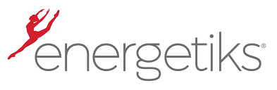 Energetiks logo with a red dancer icon and grey text