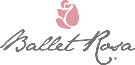 A logo with a pink heart-shaped icon that says 'Ballet Rosa' in black cursive font.