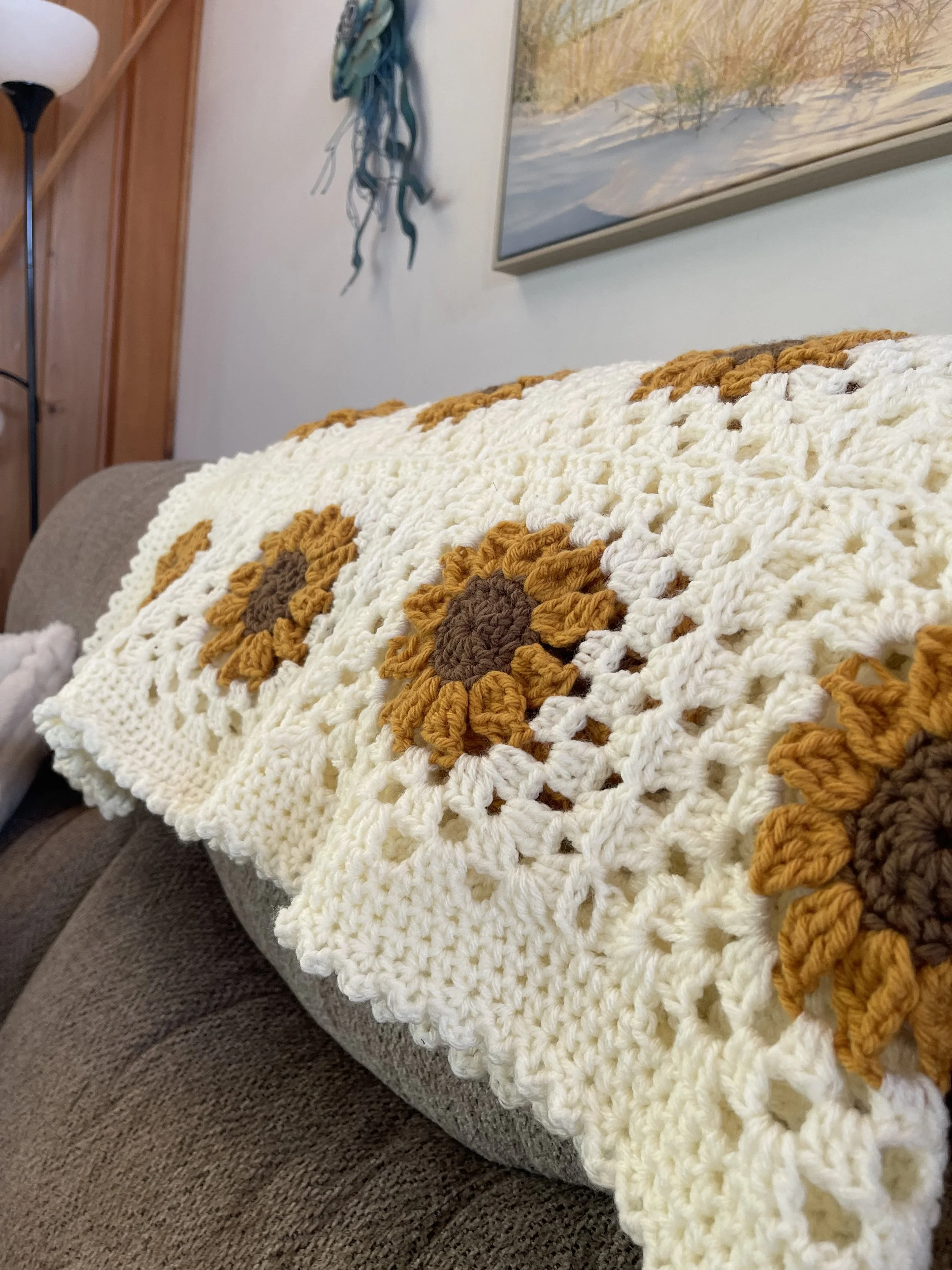 Sunflower Granny Square Blanket