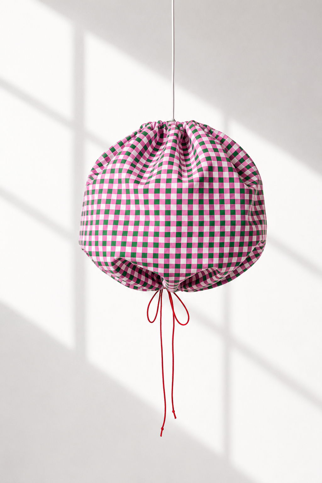 "Navan"  Pendant Lamp - Pink Gingham