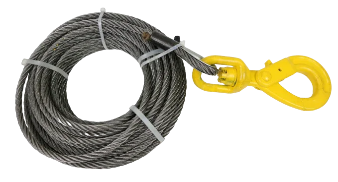 3/8 x 56’ Winch Cable with Self Locking Swivel Hook