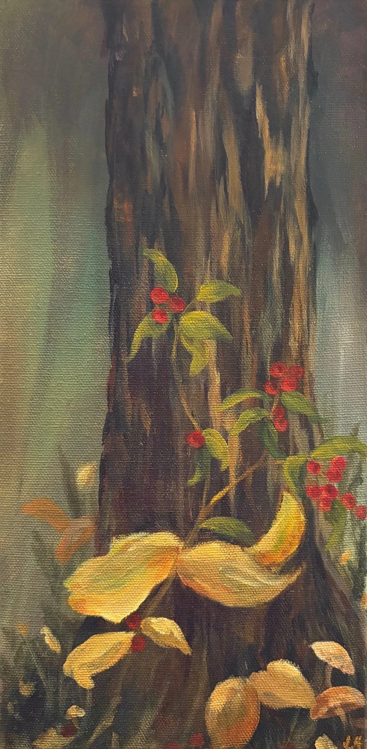 Bark & Berries | Acrylic on Canvas | 6"x 12"