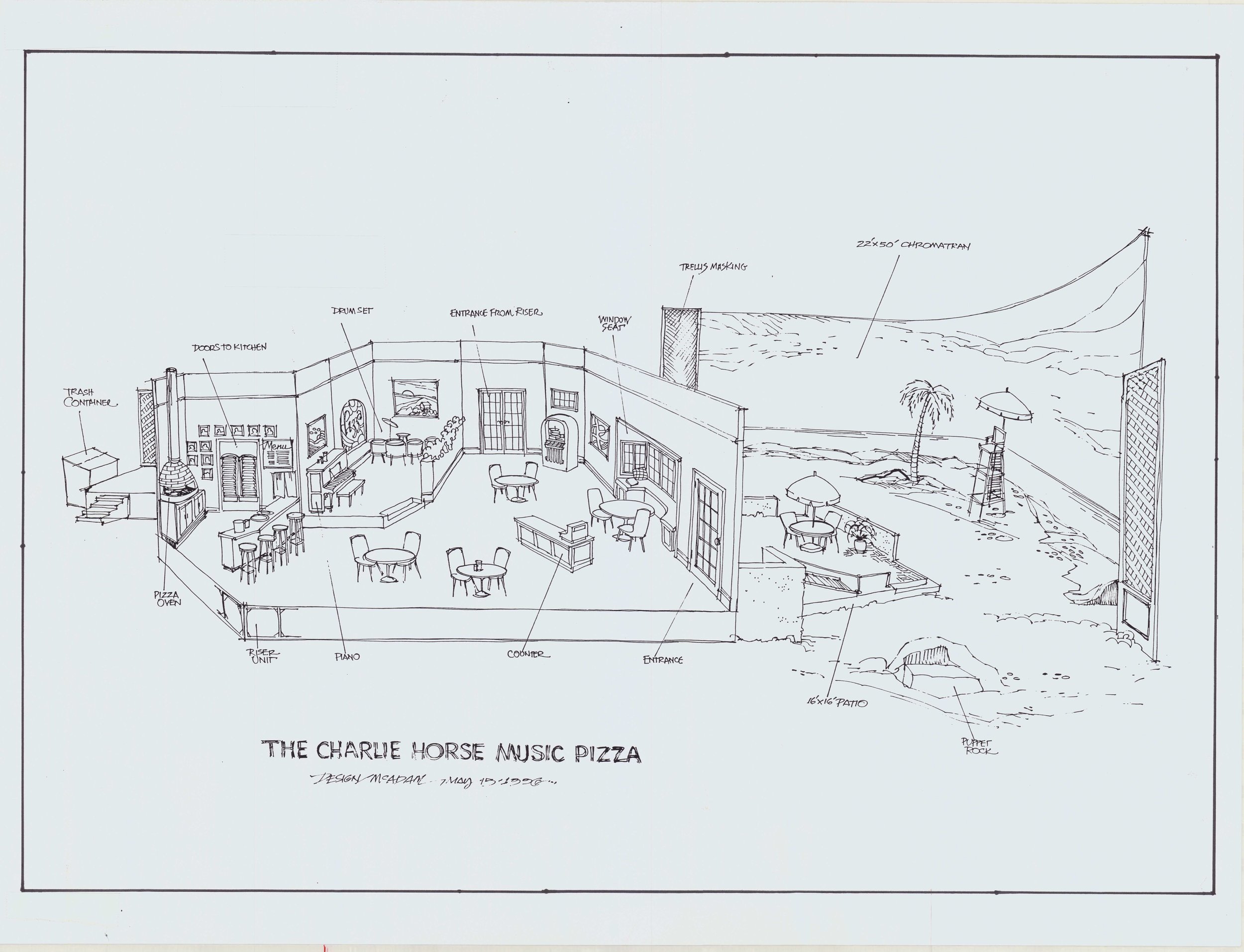 Charlie Horse Music Pizza B&W Illustrations