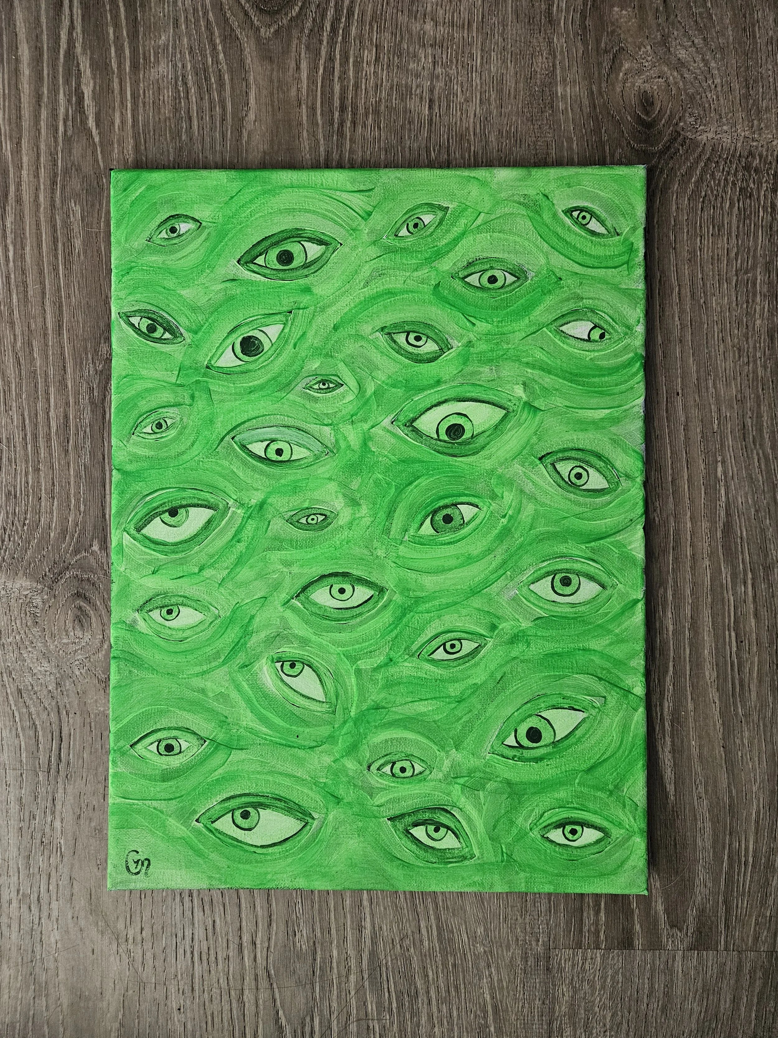 'We See' Painting - Green Installment On 11x14" Canvas